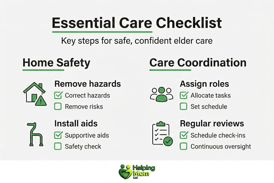 Infographic of care checklist essentials and categories