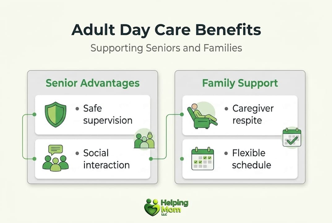 Infographic showing benefits for seniors and families