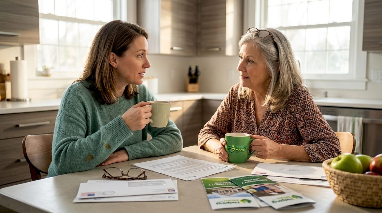 Mother and daughter discuss assisted living options