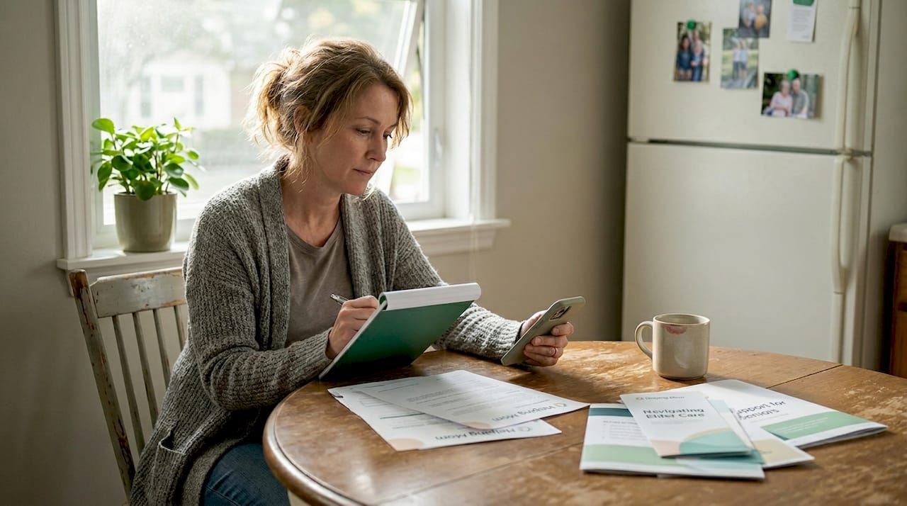 Adult child searching caregiver support options