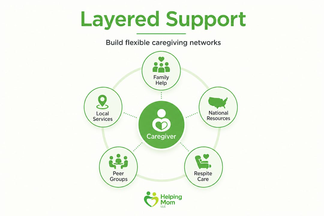 Hierarchy infographic of caregiver support layers