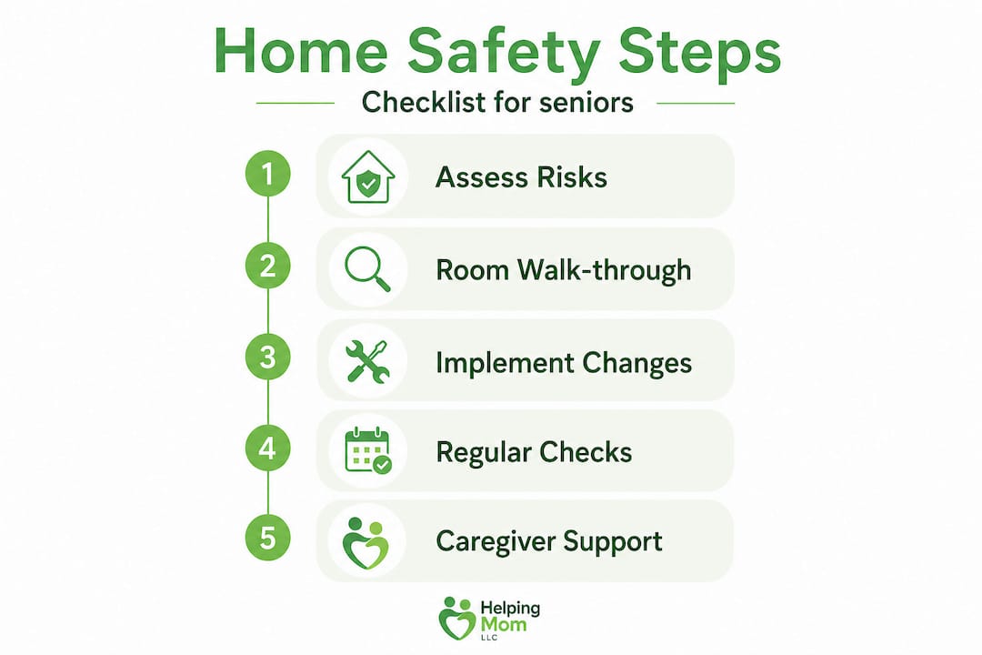 Infographic with five steps for senior home safety