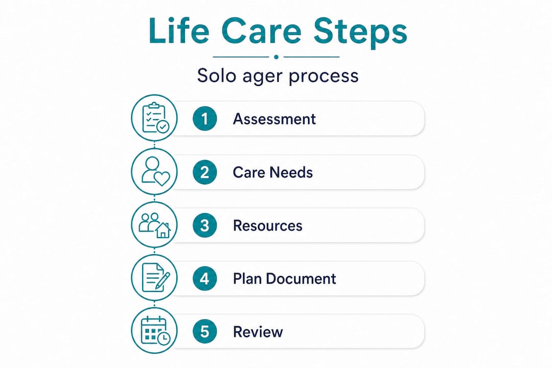 Infographic showing steps in a life care plan process