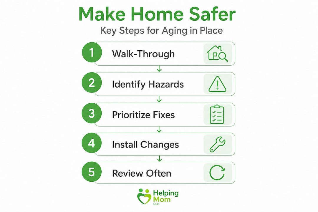 Infographic with steps for safer aging in place