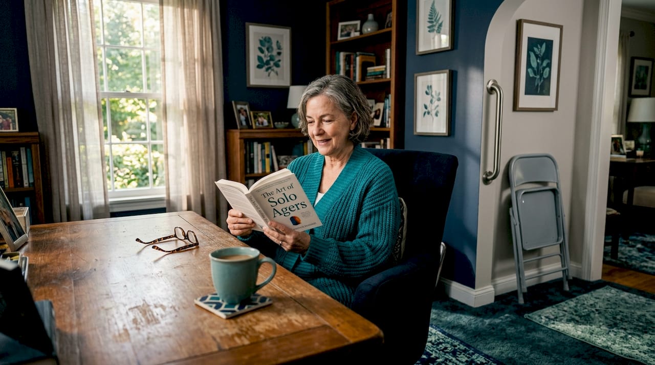 Older woman reading in safe living room