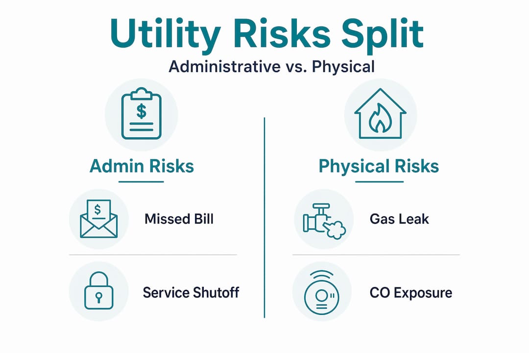 Infographic contrasting admin and physical utility risks