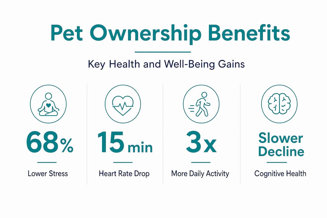 Infographic with pet ownership benefits statistics