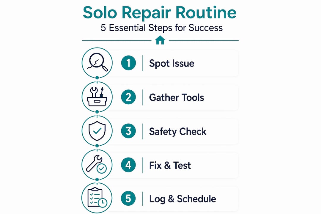 Infographic of key solo home repair steps