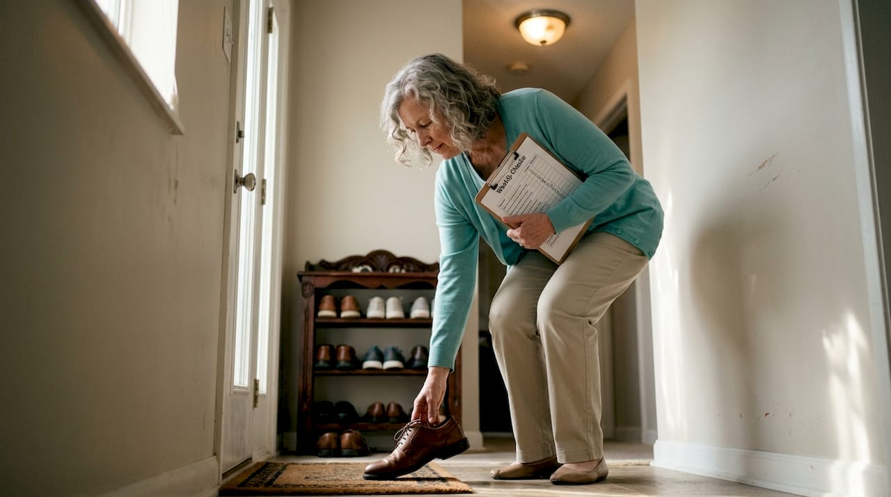 Senior woman conducting weekly home safety check