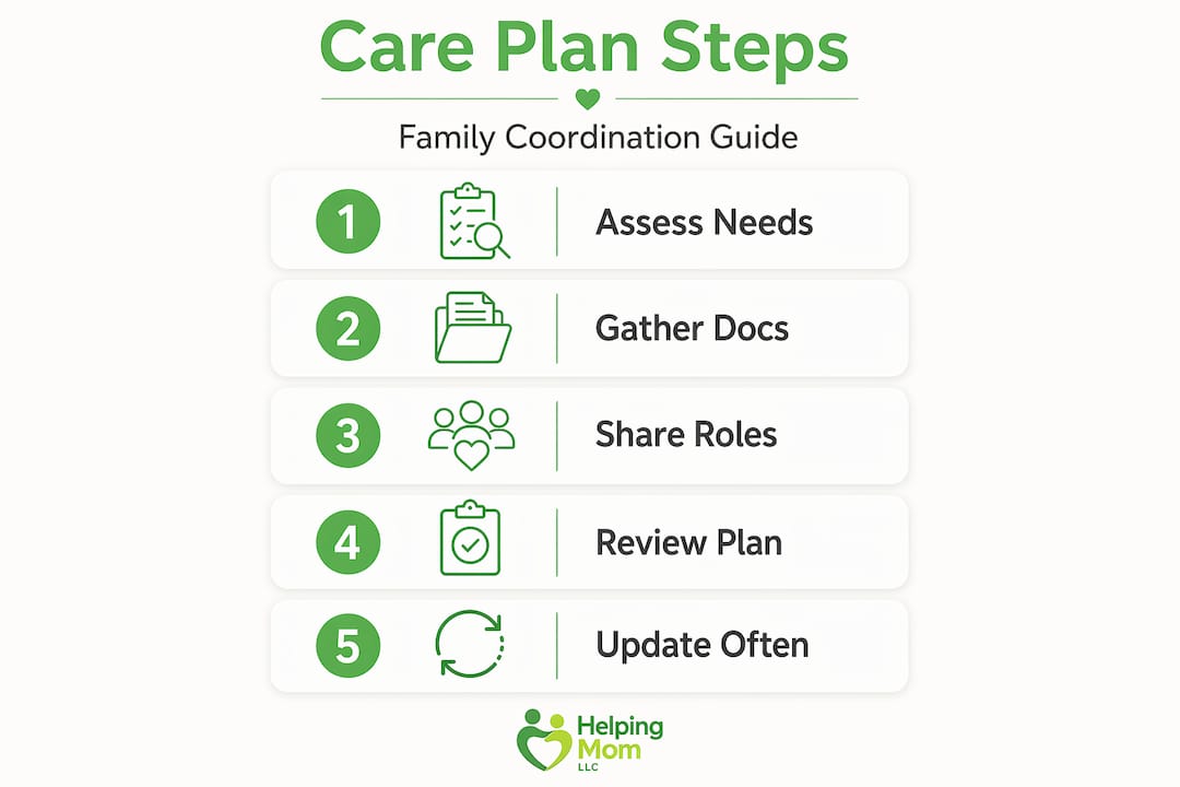Infographic showing care plan coordination steps