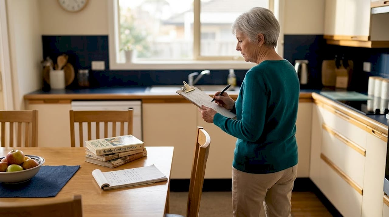 Older woman assessing home for safety