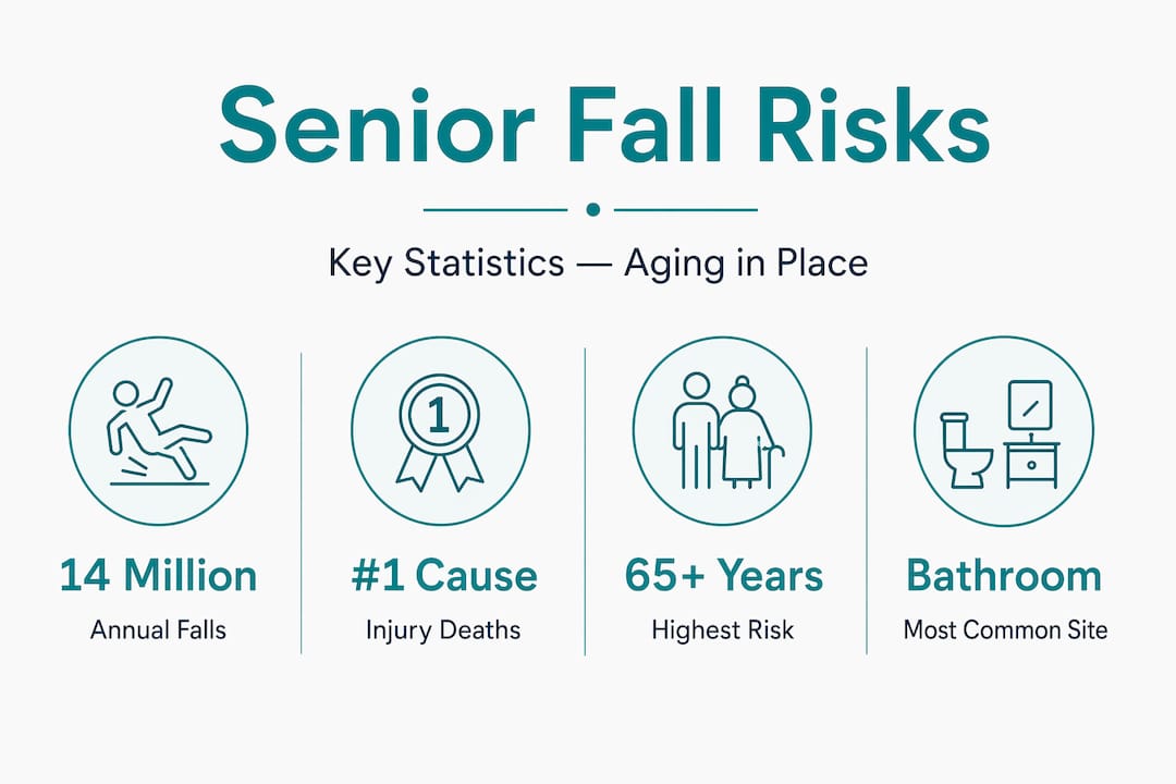 Infographic showing senior fall risk statistics