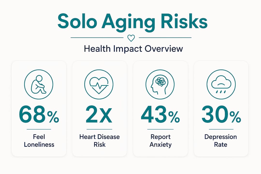 Infographic with solo aging health stats