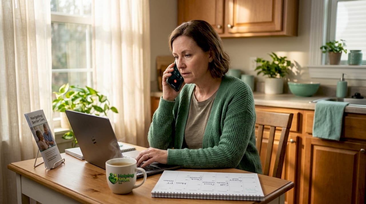 Caregiver multitasking in home office