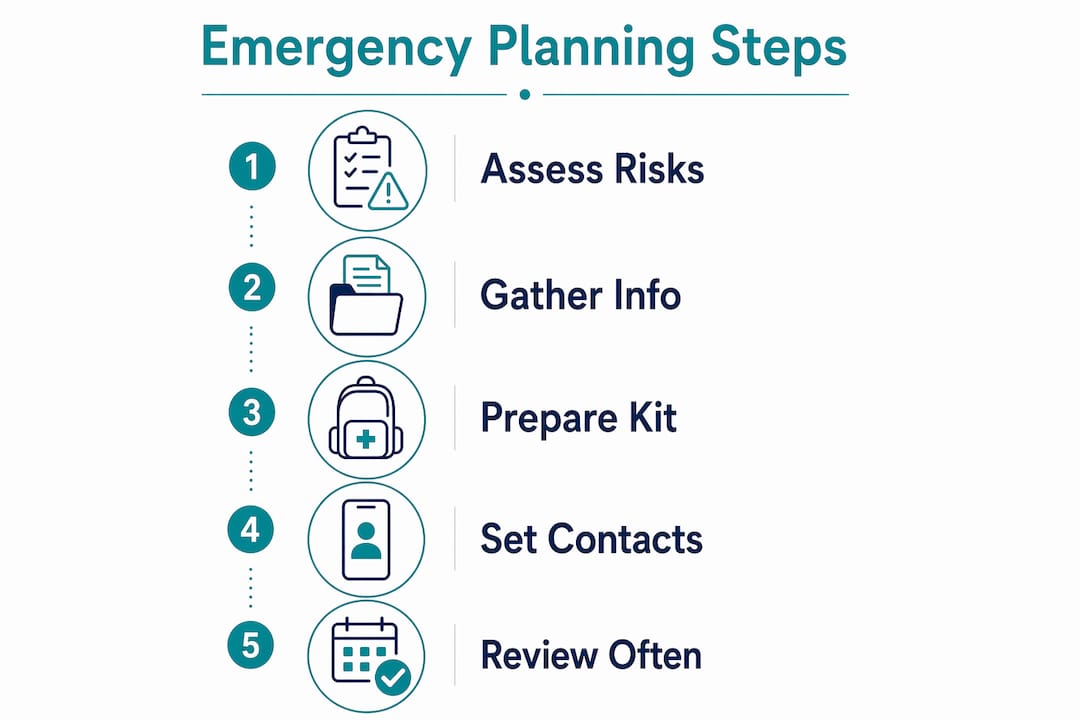 Infographic with steps for emergency planning
