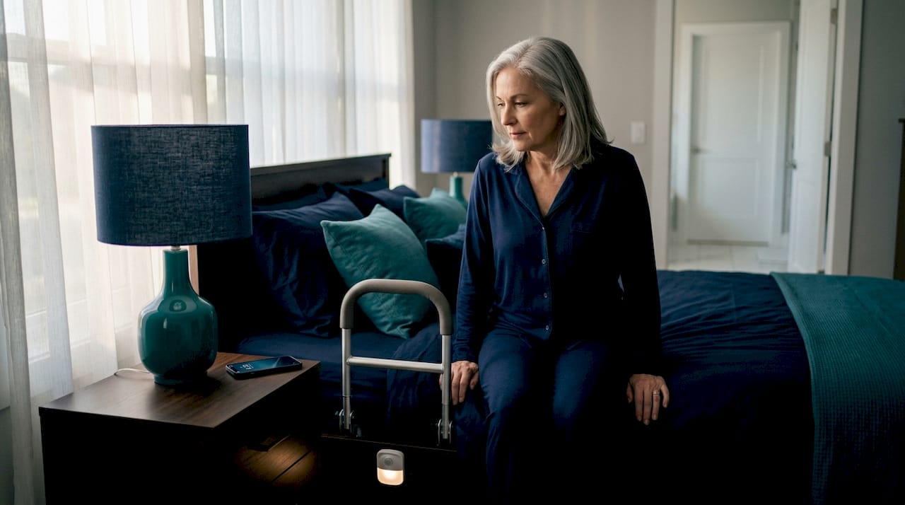 Older adult prepares bedroom for safe sleep