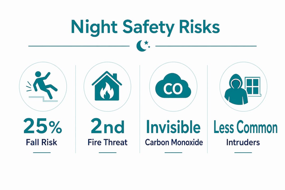 Infographic highlighting main nighttime hazards for seniors