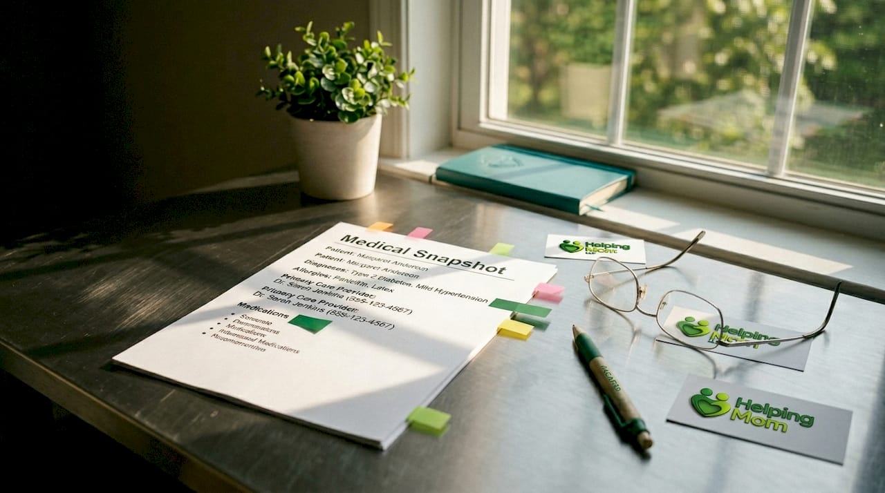 Close-up of medical snapshot document on desk