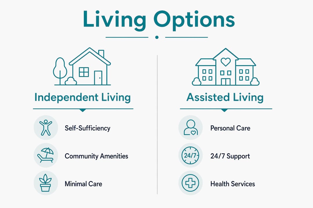 Infographic comparing independent and assisted living