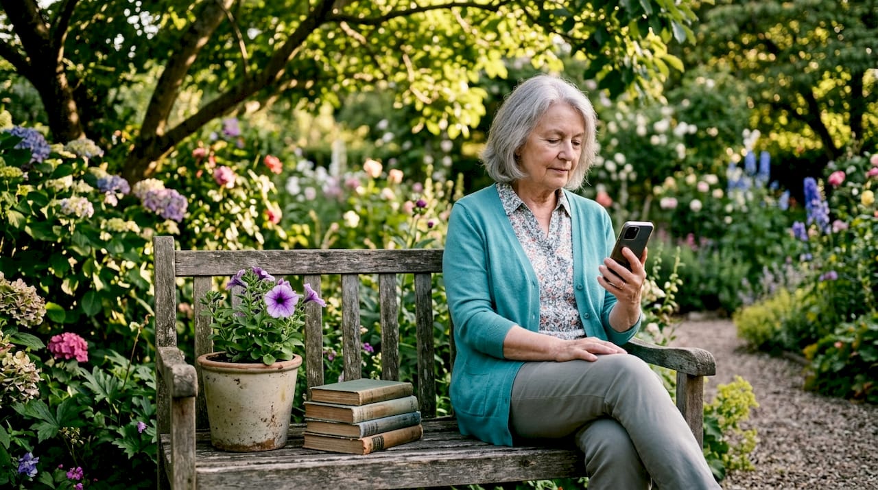 Elderly woman sitting alone at kitchen table