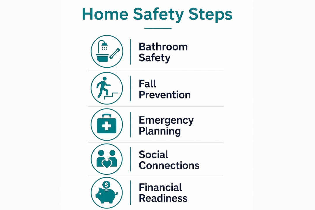 Infographic showing key home safety steps