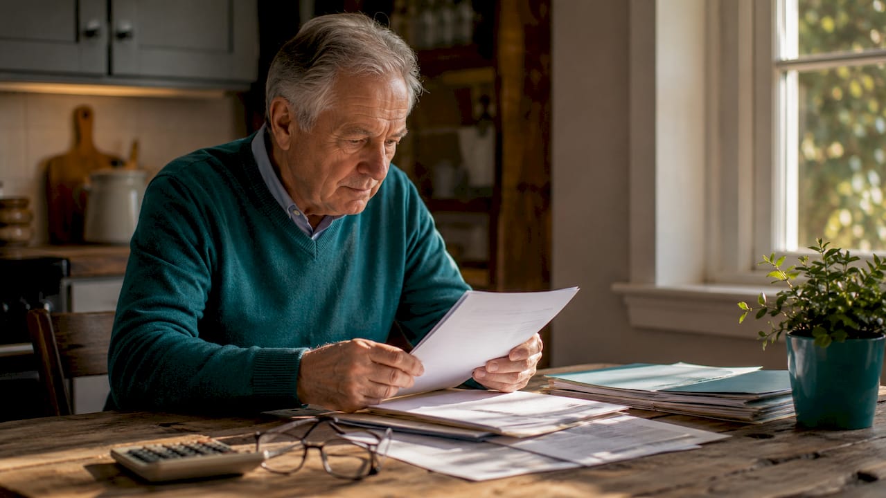 Hands sorting elder financial planning documents