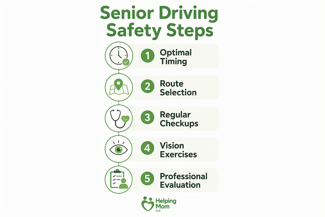Infographic showing safe driving strategies for seniors