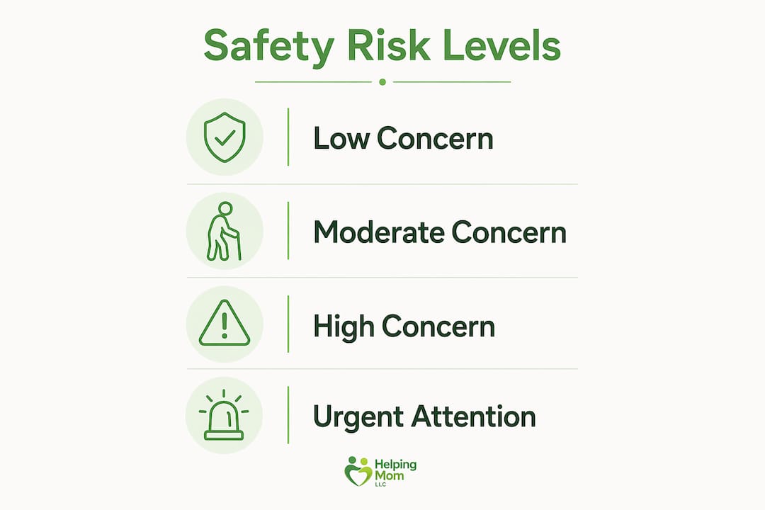Infographic showing safety risk levels for elderly living alone
