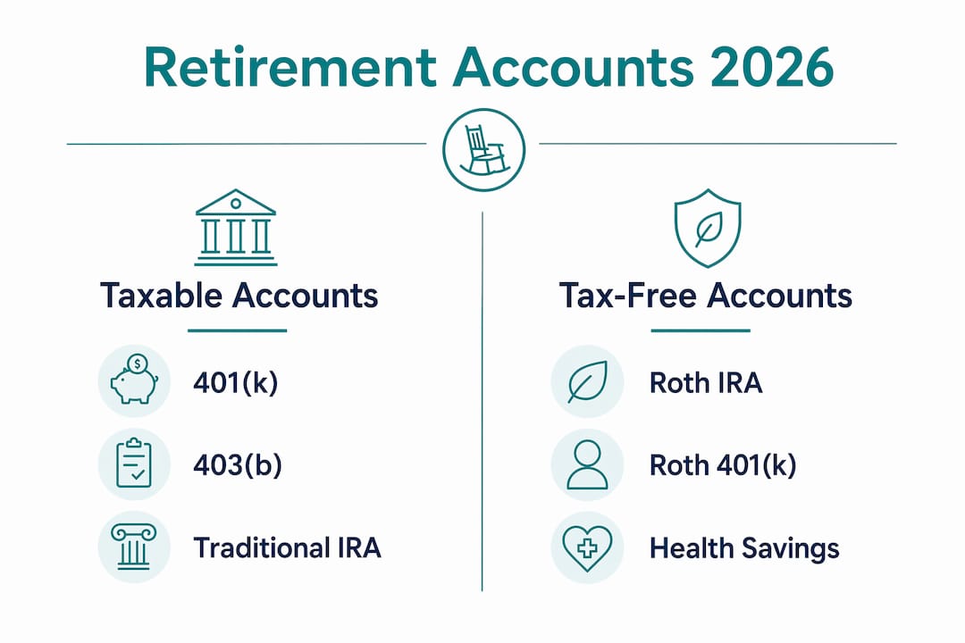 Infographic comparing retirement accounts for 2026