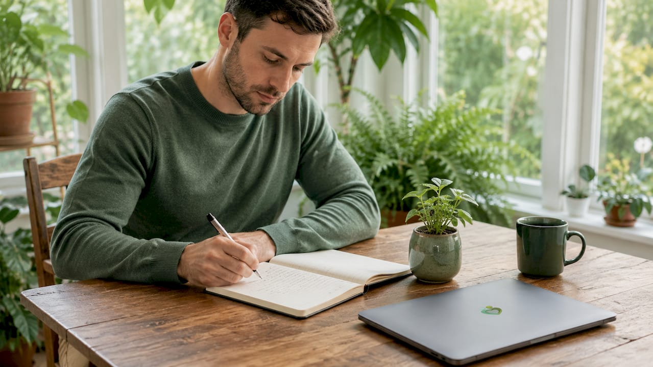 Man writing notes on behavior changes