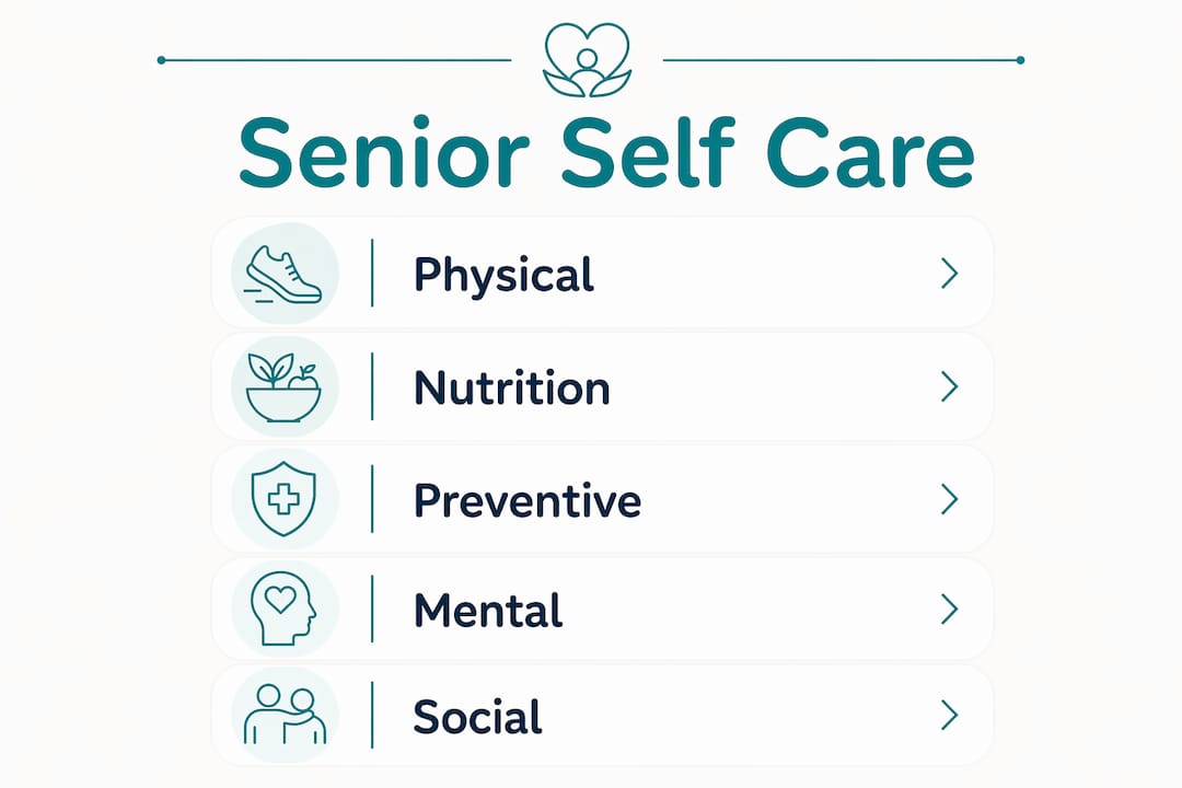 Infographic outlining senior self care habits