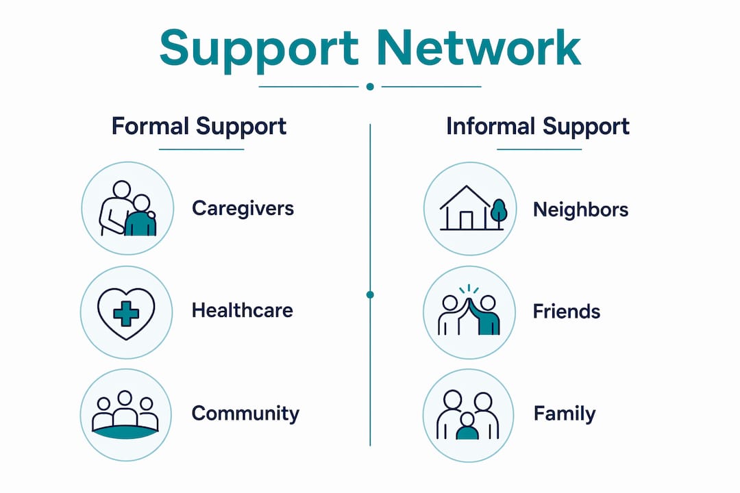 Infographic comparing formal and informal support categories