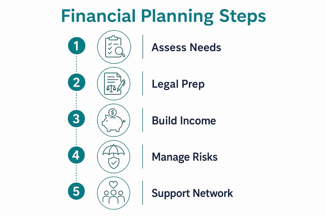 Infographic showing steps for solo ager financial planning