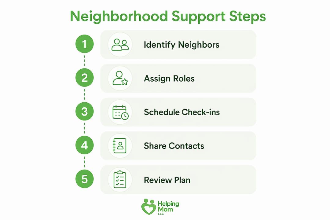 Infographic showing neighborhood support plan steps