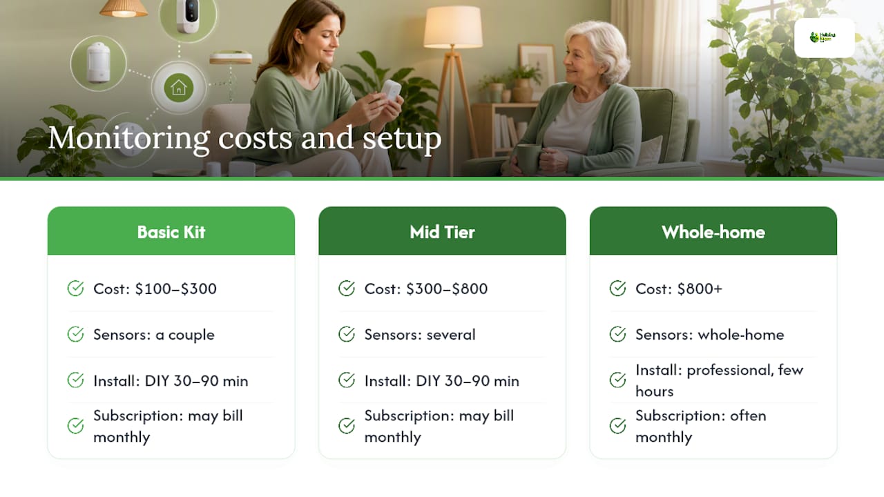Costs and features of home monitoring systems