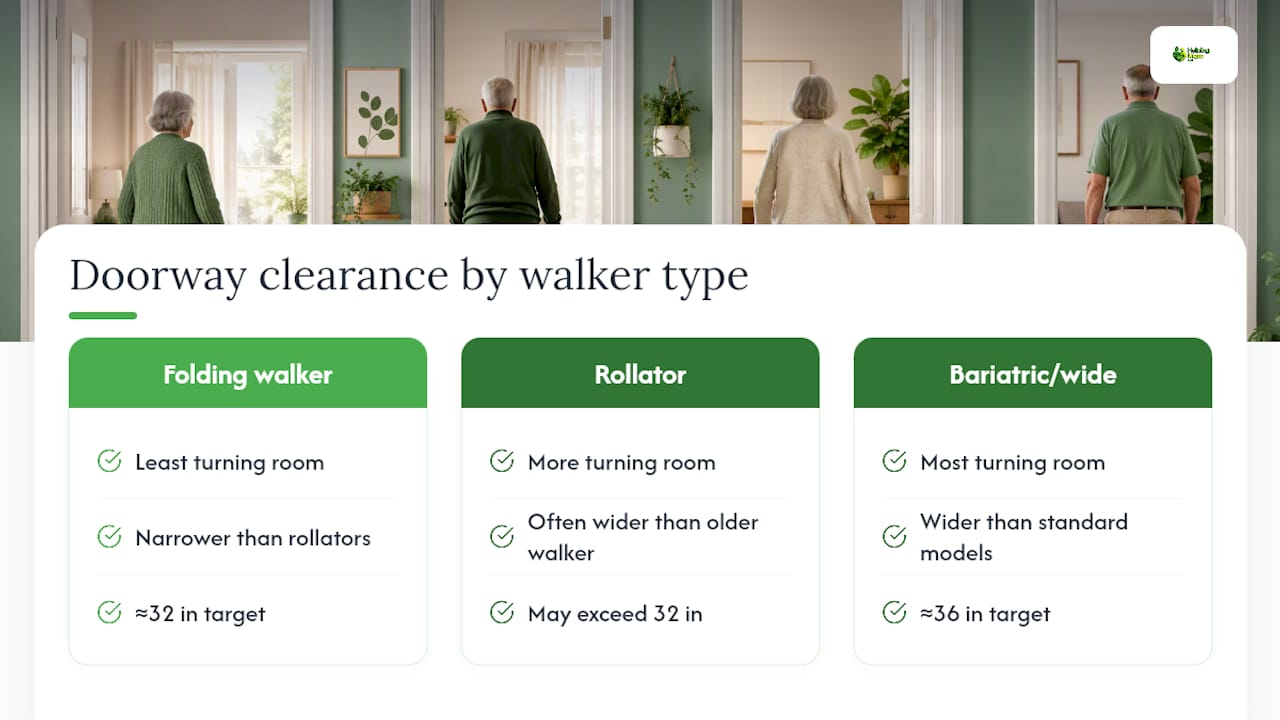 Walker types and doorway clearance comparison