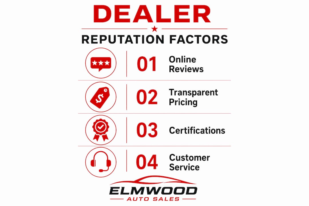 Infographic showing key factors of dealer reputation
