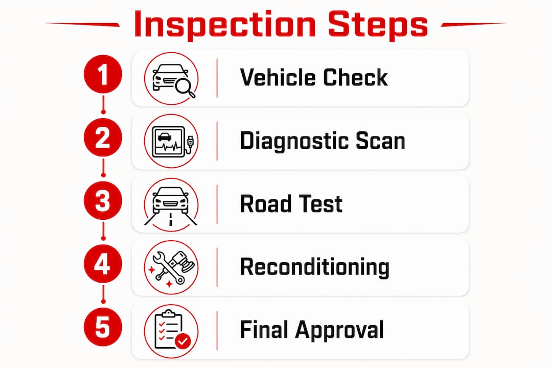 Infographic outlining dealership inspection process steps