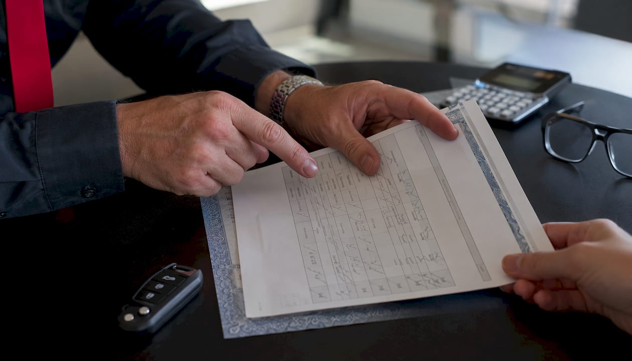 Close-up of vehicle inspection checklist review