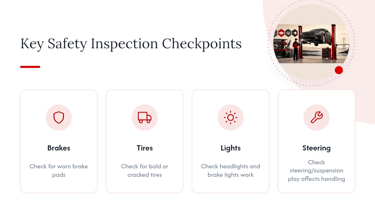 Four used car safety inspection checkpoints