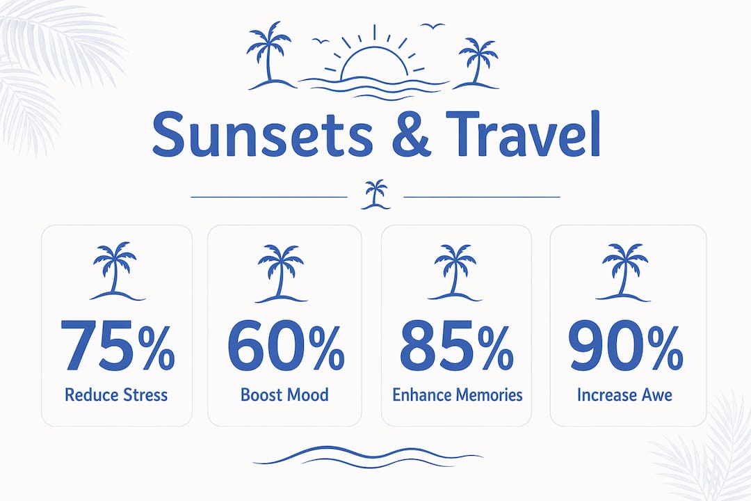 Infographic showing statistics on sunsets enhancing travel experience