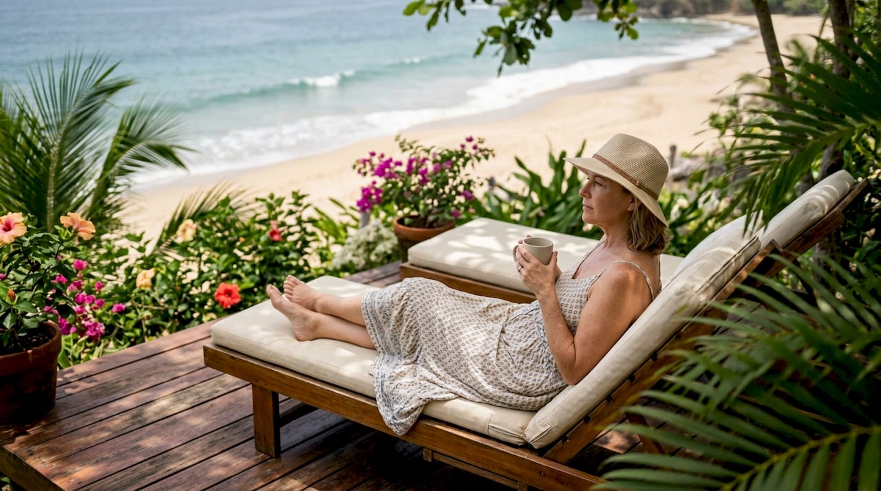 Guest enjoying ocean view from elevated deck