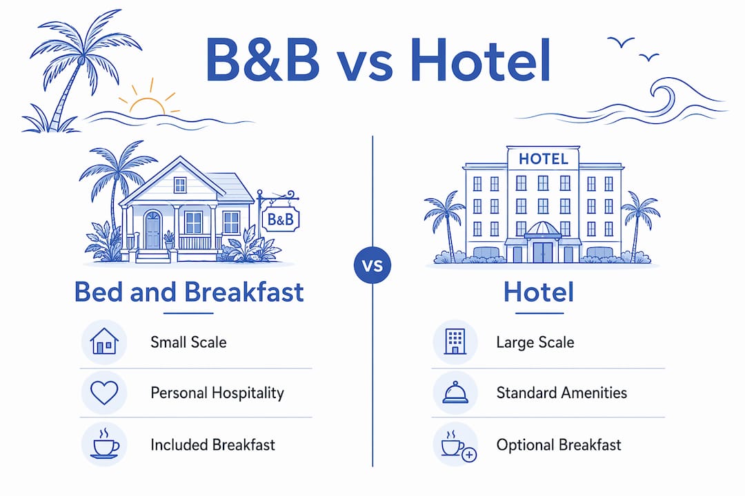 Infographic comparing bed and breakfast to hotel
