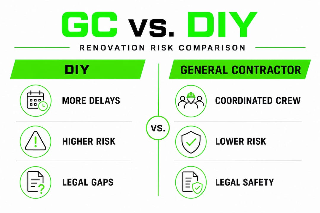 Infographic comparing GC to DIY renovation risks