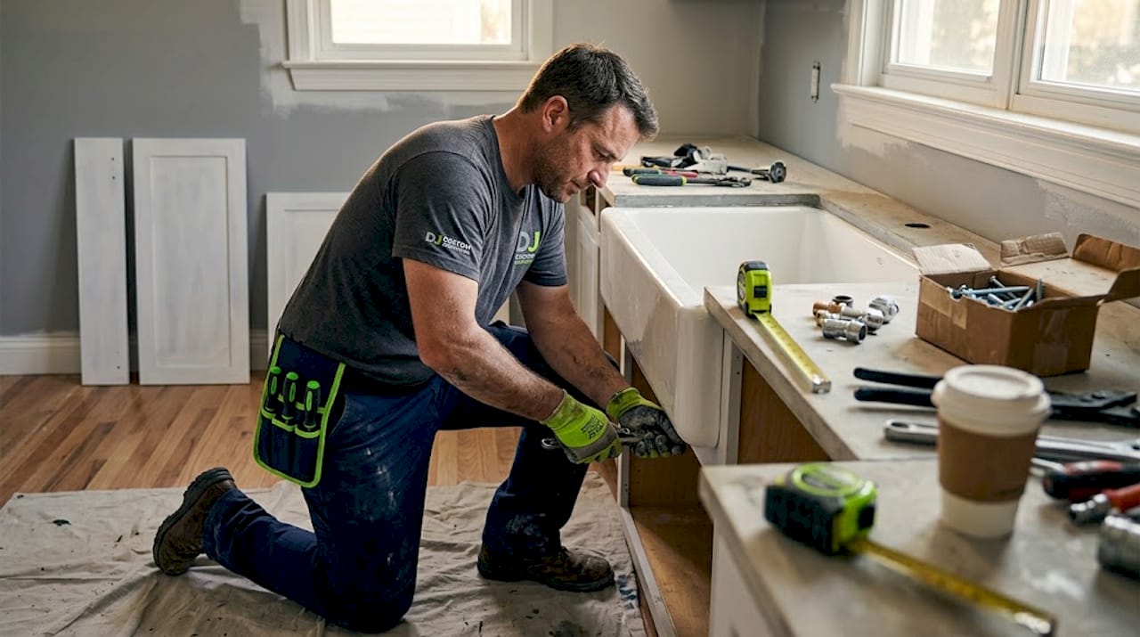 Contractor working on kitchen renovation