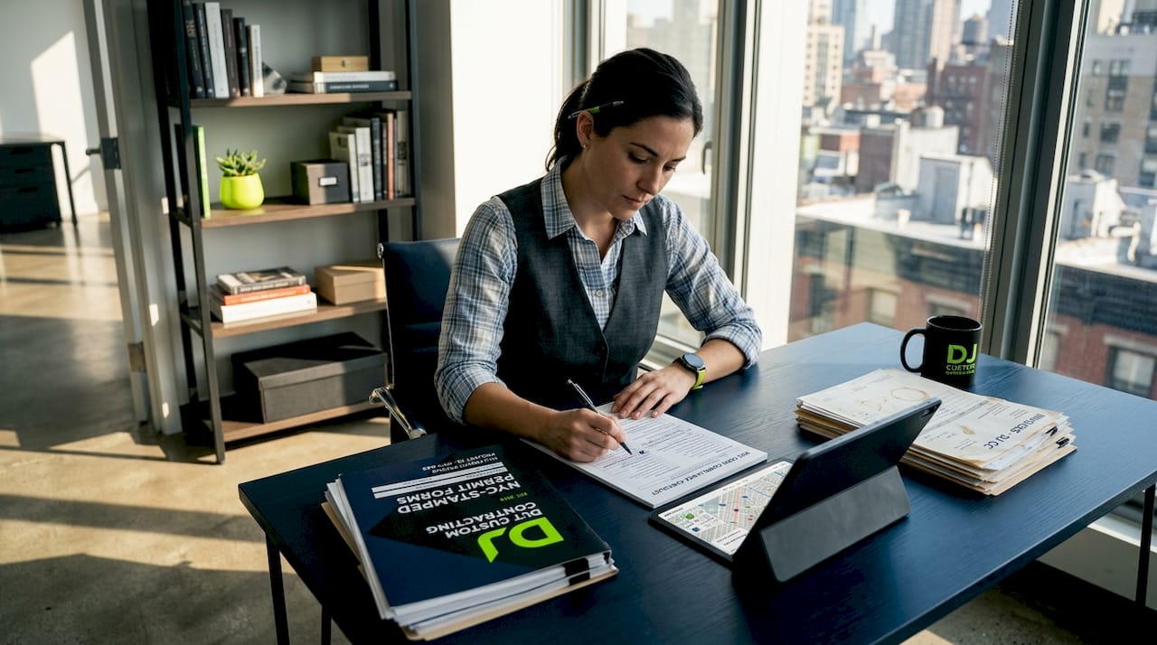 Contractor verifying NYC permit documents
