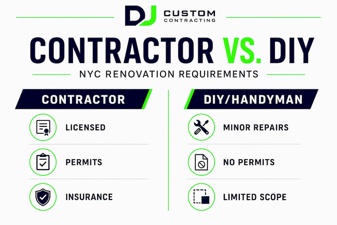 Infographic comparing contractor and DIY NYC renovation