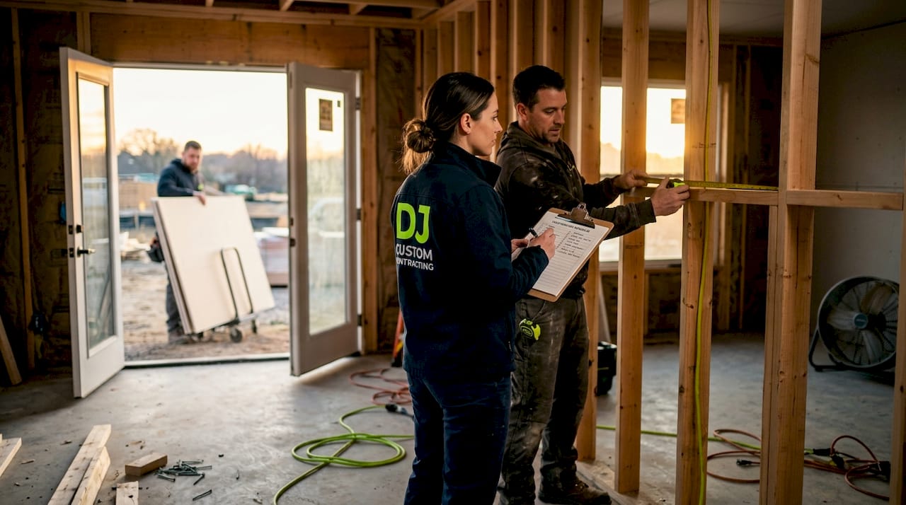 General contractor coordinating construction site work