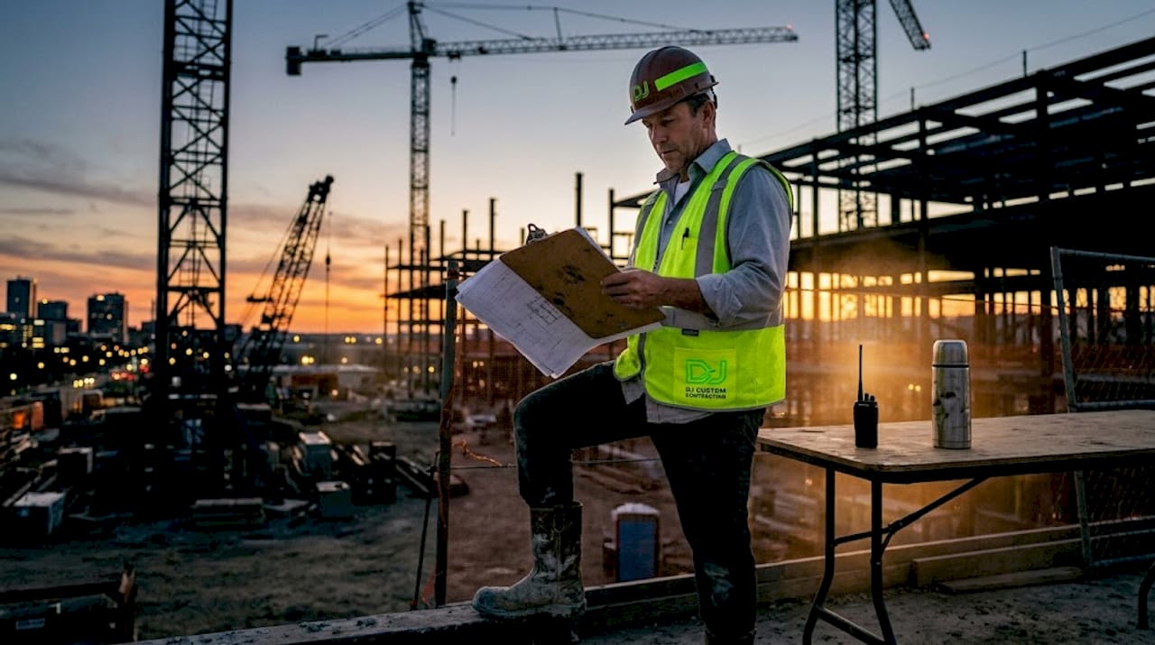Public work manager on city construction site