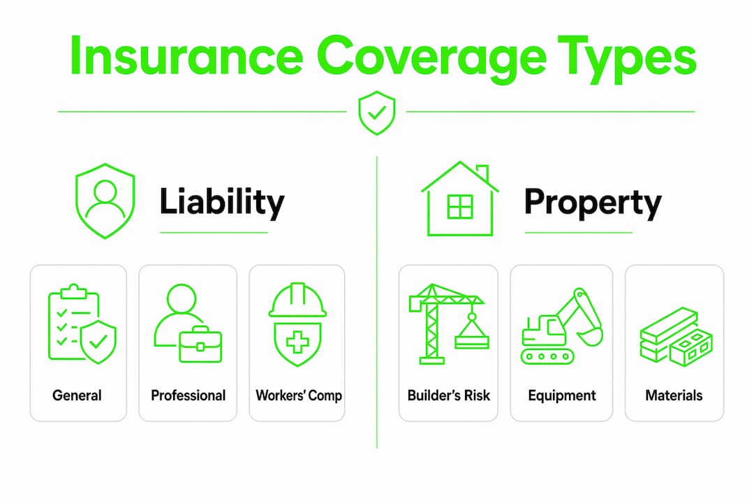 Infographic comparing liability and property insurance types